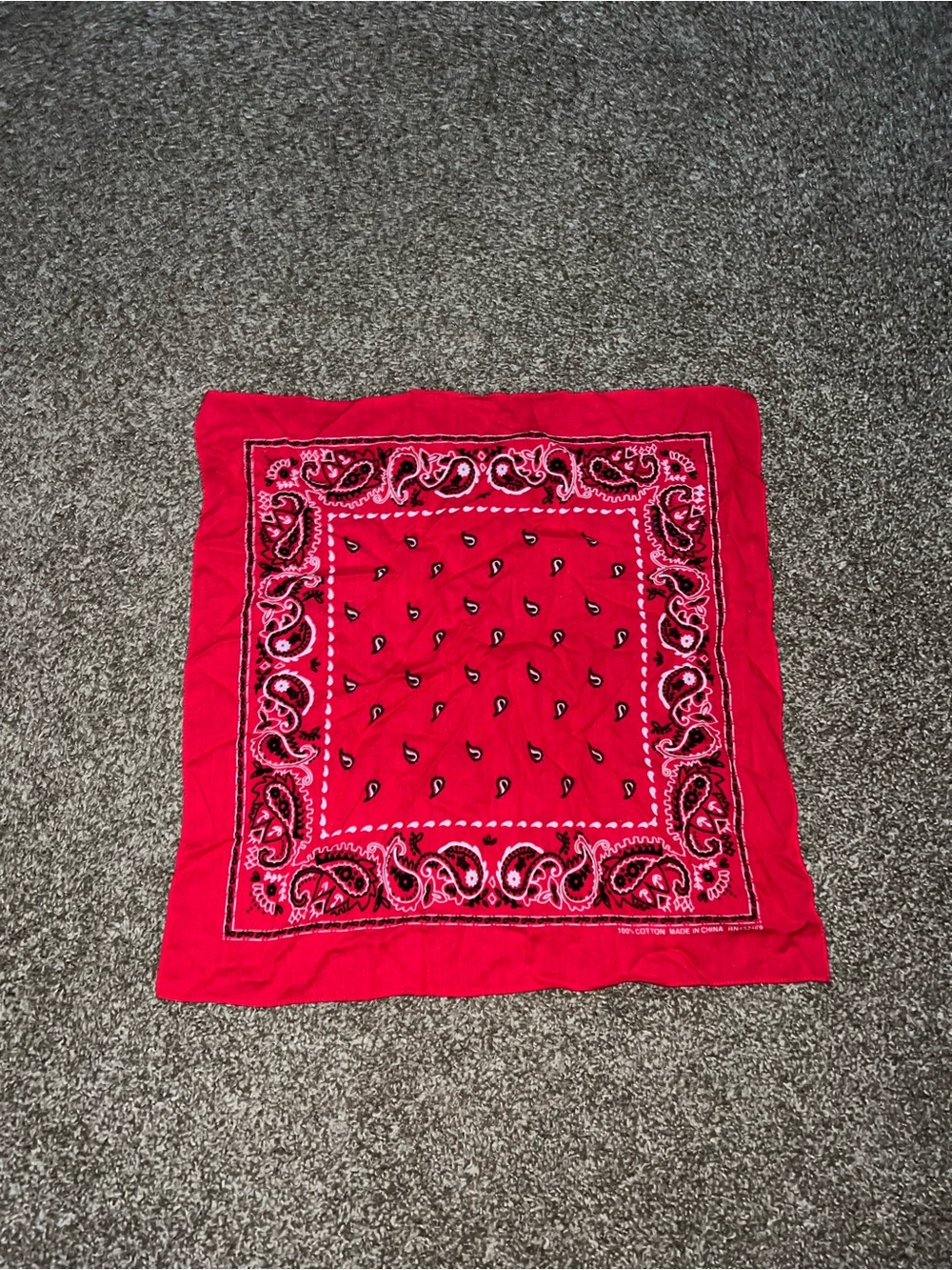 Elephant Vintage OG Red White Black Paisley Bandana Scarf
